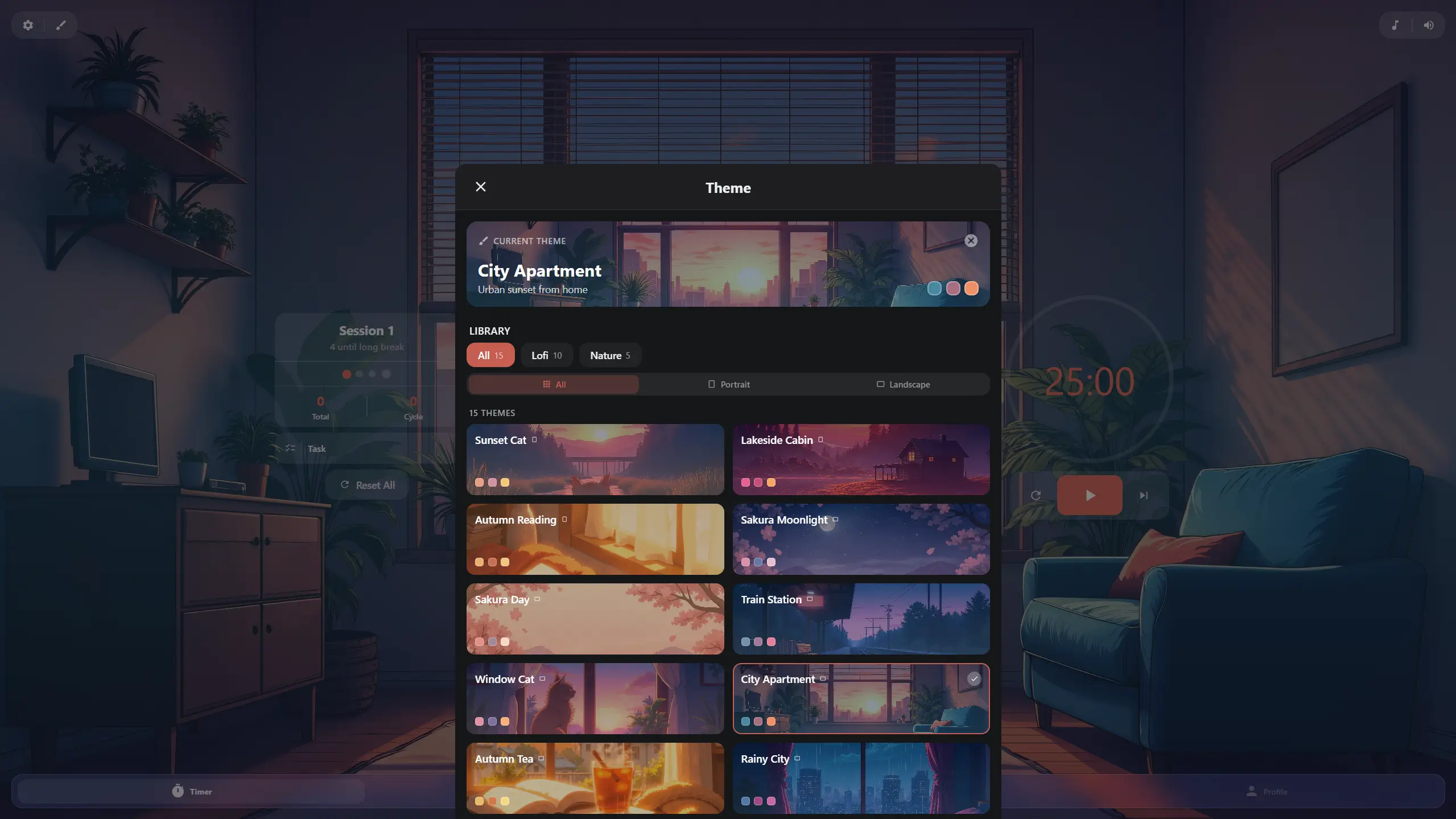 Kaizen themaselectie met LOFI geïllustreerde en natuurfotografie thema's